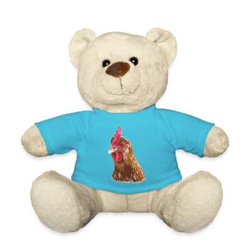 Hühner Fans -  Hahn - Gockel - Blumenhuhn - Bio - Teddy - Atollblau - Vorne