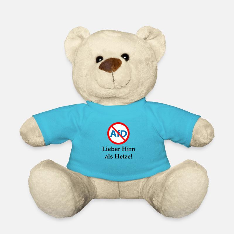 Gegen AfD! Hirn statt Hetze - Teddy - Atollblau