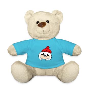 Faultier Weihnachten süß lustig Faultiere Tier 03 - Teddy - Atollblau - Vorne