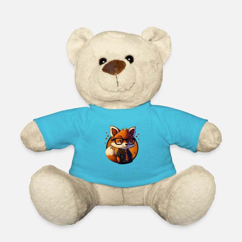 Mignon mignon Mignon Cartoon Fox avec des lunettes - Nounours - bleu outremer