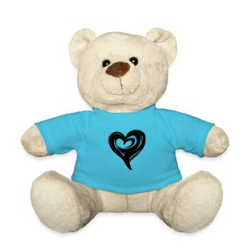 omantisches geschwungenes Herz für Valetninstag - Teddy - Atollblau - Vorne