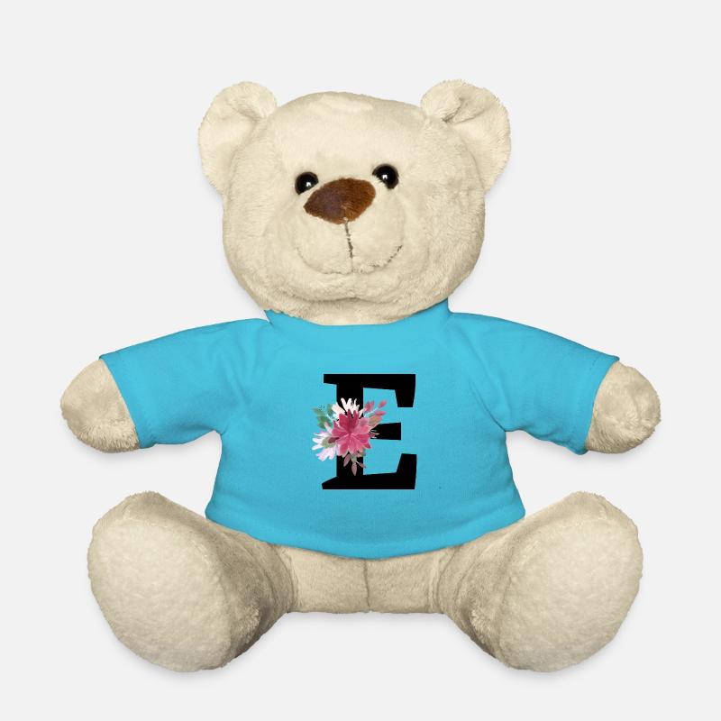 Floral Letter - Teddy Bear - atoll blue