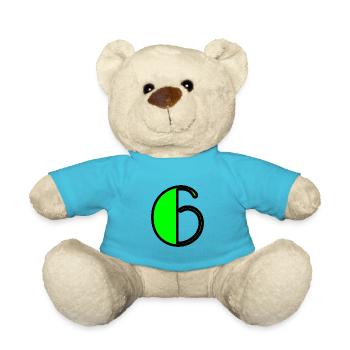 6 YEARS. 6th ANNIVERSARY. BIRTHDAY 6 YEARS. 6 - Teddy Bear - atoll blue - Front