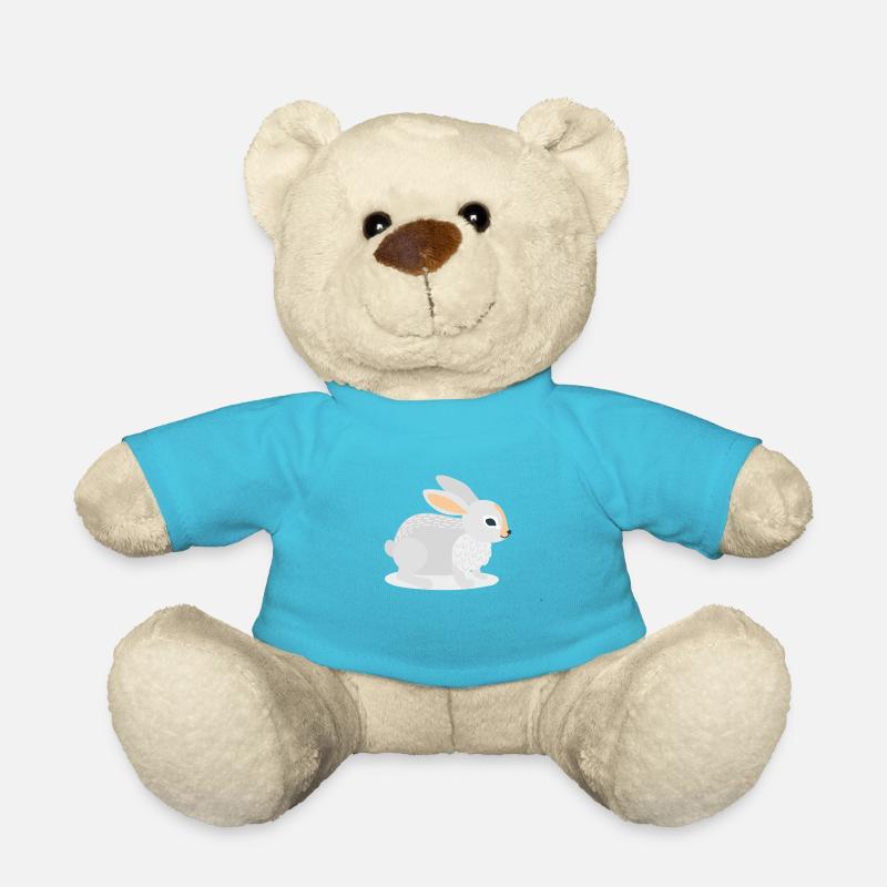 Schneehase sitzt im Schnee - Teddy - Atollblau