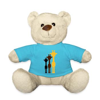 3 Colors Cool Giraffe Outline Shadow Silhouette - Teddy Bear - atoll blue - Front