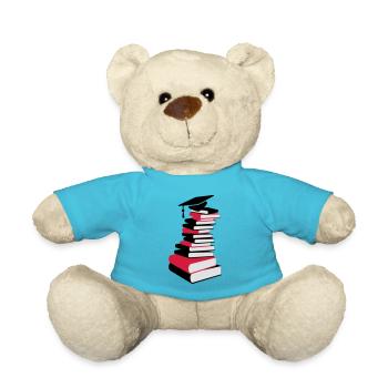 Une pile de livres avec chapeau de graduation - Nounours - bleu outremer - Devant