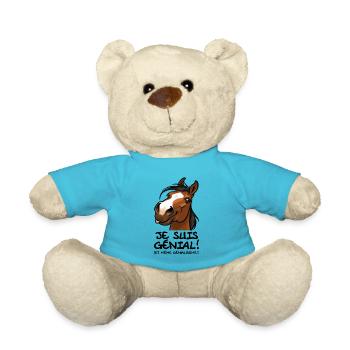 Cheval "Je suis génial" (texte noir) - Nounours - bleu outremer - Devant