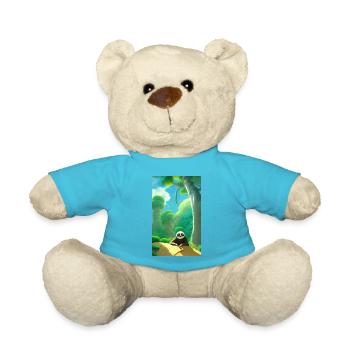 Coole Comiczeichnung eines Faultiers im Dschungel - Teddy - Atollblau - Vorne