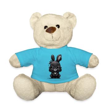 Mignon lapin noir mignon avec des lunettes - Nounours - bleu outremer - Devant