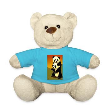 Panda cool portrait drawing close-up cool - Teddy Bear - atoll blue - Front