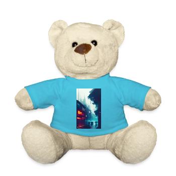 Asiatische Stadt bei Regen - Teddy - Atollblau - Vorne