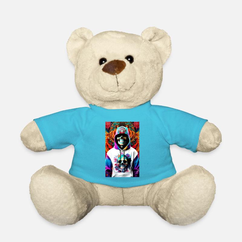 ARTWORK Hoodie Skull - Teddy - Atollblau