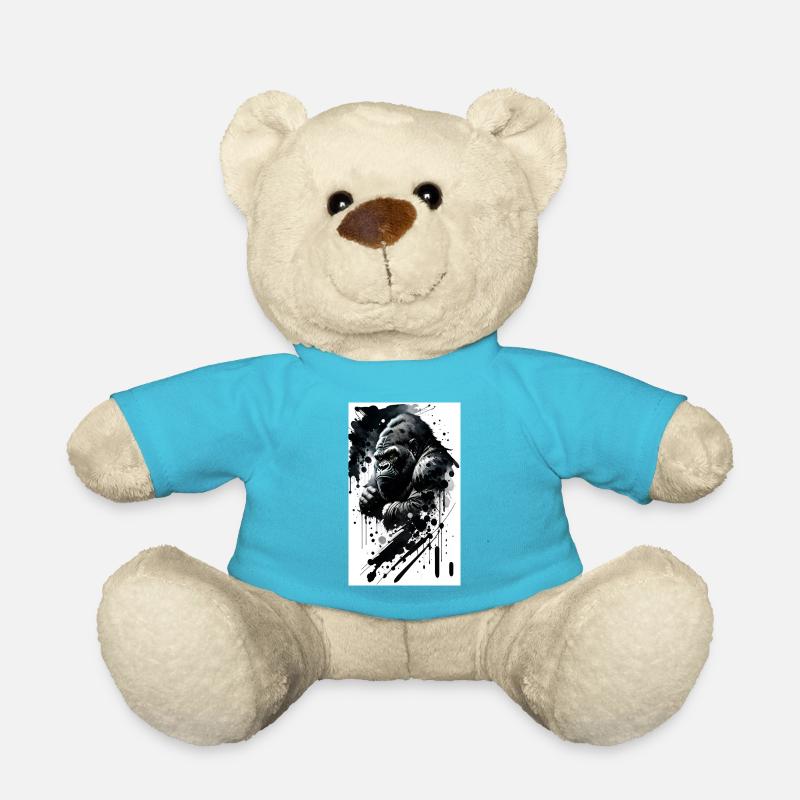 Erhabenes Gorilla-T-Shirt - Teddy - Atollblau
