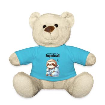 Schlafen ist meine Superkraft Faultier Schlafanzug - Teddy - Atollblau - Vorne
