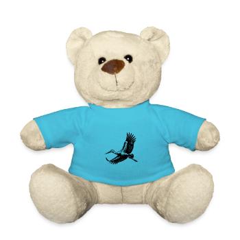 Eleganter Storchen Vogel im Flug - Teddy - Atollblau - Vorne