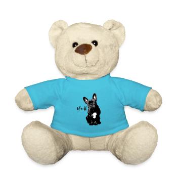 Hund Französische Bulldogge Wuff Geschenkidee - Teddy - Atollblau - Vorne