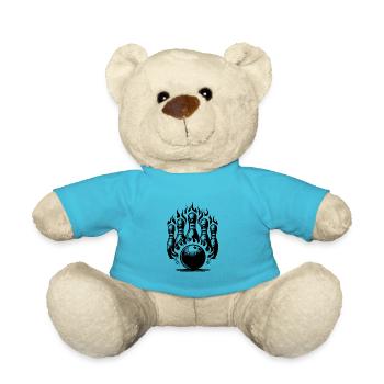 Bowlingkugel und Bowling Pins in Flammen - Teddy - Atollblau - Vorne