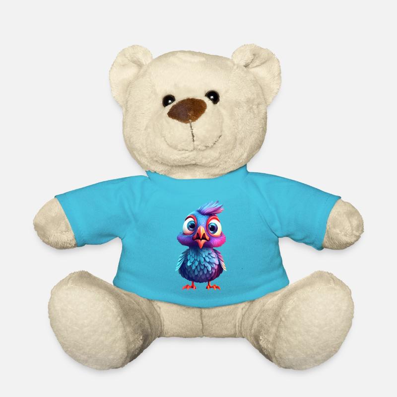 Frightened baby bird - Teddy Bear - atoll blue