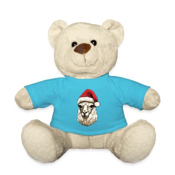 Alpaca Head Llama Christmas Portrait - Teddy Bear - atoll blue - Front