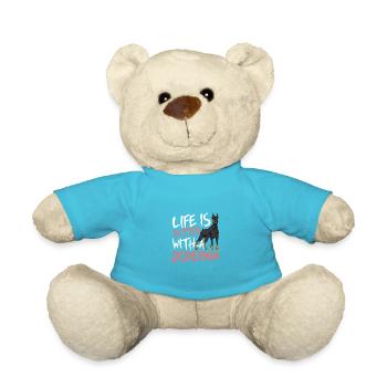 Better with Doberman dog parent. Gift - Teddy Bear - atoll blue - Front
