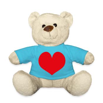 rotes Herz - Teddy - Atollblau - Vorne