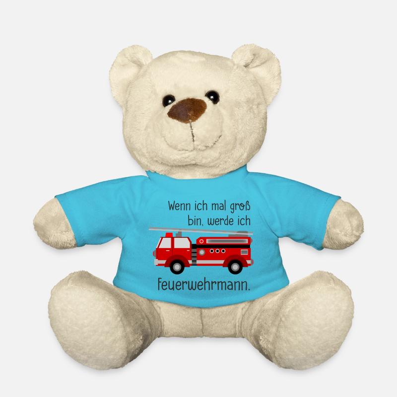 Feuerwehr Baby Kind Kinder Sprüche Geschenkidee - Teddy - Atollblau