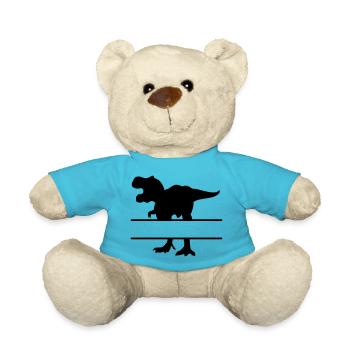 Dinosaur - own text, own name, T Rex - Teddy Bear - atoll blue - Front