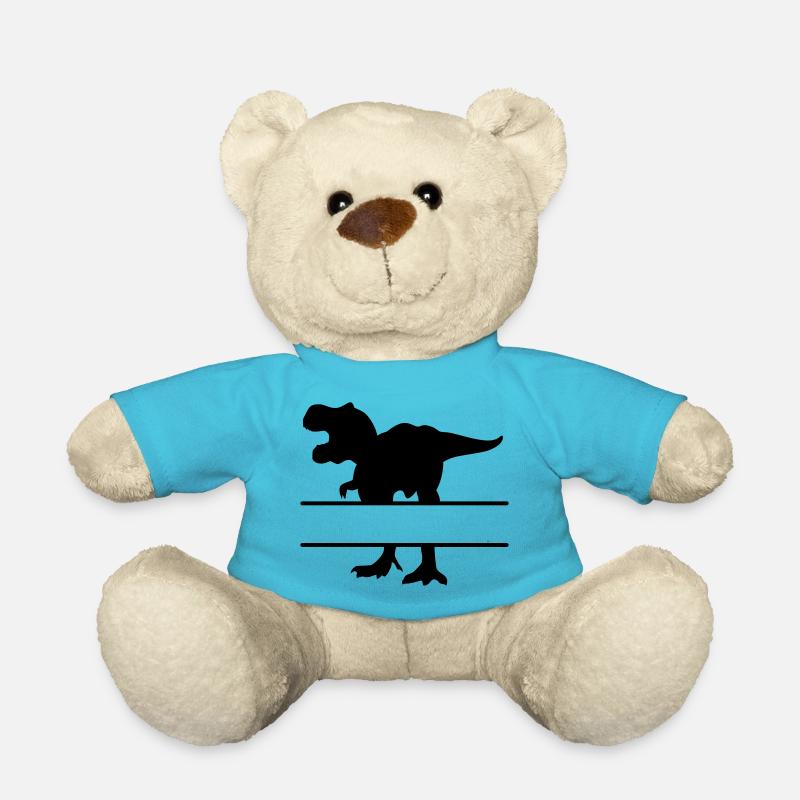 Dinosaur - own text, own name, T Rex - Teddy Bear - atoll blue