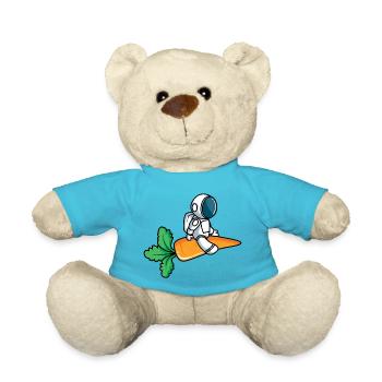 Astronaut on carrot rocket - Teddy Bear - atoll blue - Front