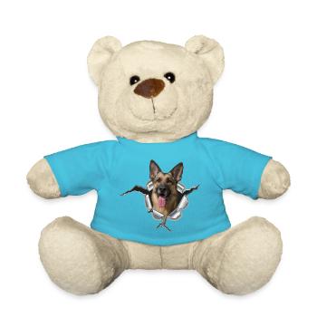 Schäferhund im Metall Loch - Teddy - Atollblau - Vorne