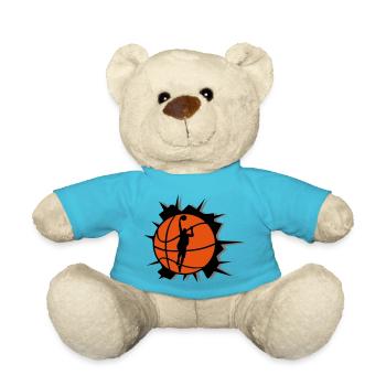Basketball & Basketball Player & Crack - Teddy Bear - atoll blue - Front