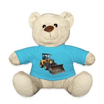 Yellow excavator - Teddy Bear - atoll blue - Front