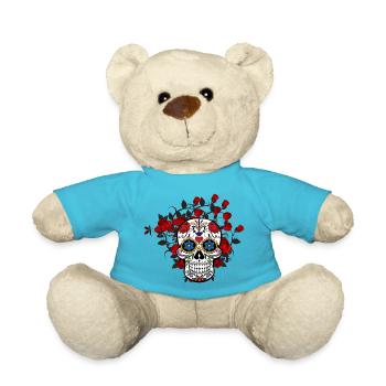 Flowery skull - Teddy Bear - atoll blue - Front