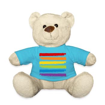 Rainbow Colors LGBT LGBTQ Gay Pride CSD Symbol - Teddy Bear - atoll blue - Front