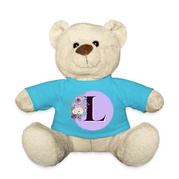 lettre L fleuris Couronne de fleurs - Nounours - bleu outremer - Devant