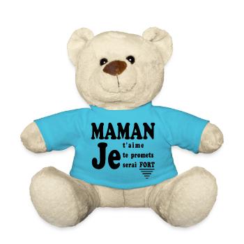 Maman je t'aime je te promets je serai FORT - Nounours - bleu outremer - Devant
