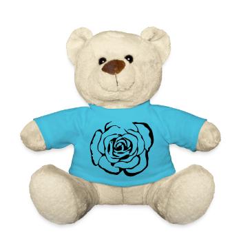 Rose Flower Vector Illustration - Teddy Bear - atoll blue - Front