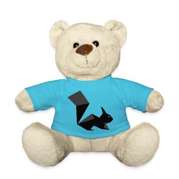 Eichhörnchen Silhouette Origami Geschenkidee - Teddy - Atollblau - Vorne