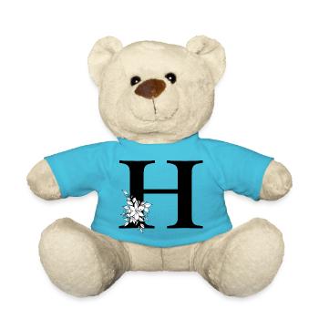 Letter H - Teddy Bear - atoll blue - Front