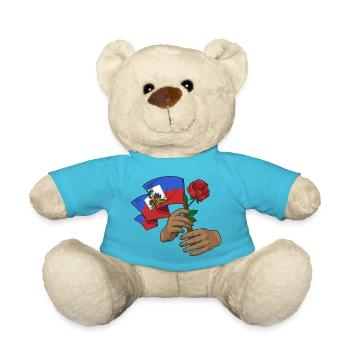 Haïti Drapeau Haïtien Rose à Main I Cadeau - Nounours - bleu outremer - Devant