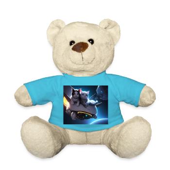 Katzen im Weltall Weltraum - Teddy - Atollblau - Vorne