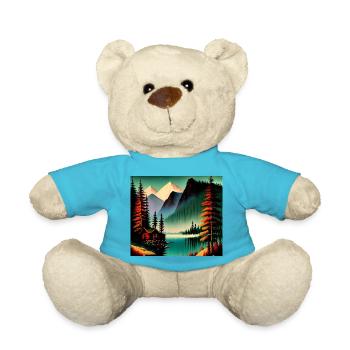 Retro mountain range with lake - Teddy Bear - atoll blue - Front
