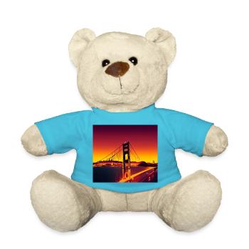Coucher de soleil sur le Golden Gate Bridge de San Francisco - Nounours - bleu outremer - Devant
