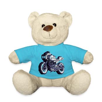 Motorcycle in Retro Video Games Graphics of the 90s - Teddy Bear - atoll blue - Front