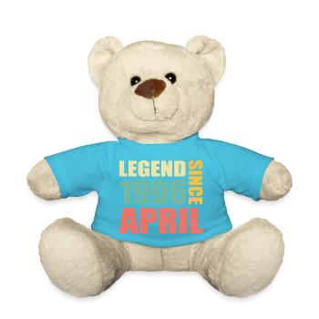 27th birthday April Born 1996 Gift idea - Teddy Bear - atoll blue - Front
