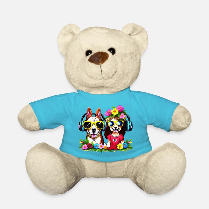 Chien heureux - Nounours - bleu outremer