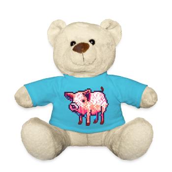 8 bit pig in retro pixel graphic - Teddy Bear - atoll blue - Front