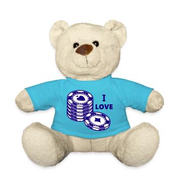 Boardgame Chess Backgammon Game Night - Teddy Bear - atoll blue - Front