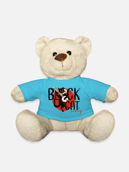 Black cat.Chat noir rétro. - Teddy Bear - atoll blue