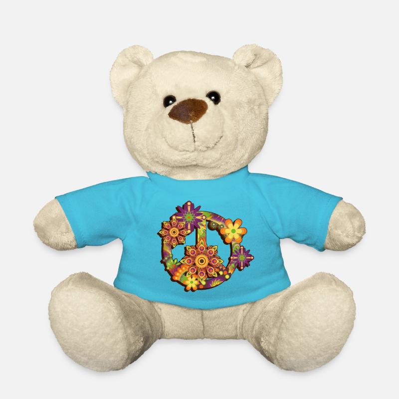 Flower Power Peace - Teddy - Atollblau